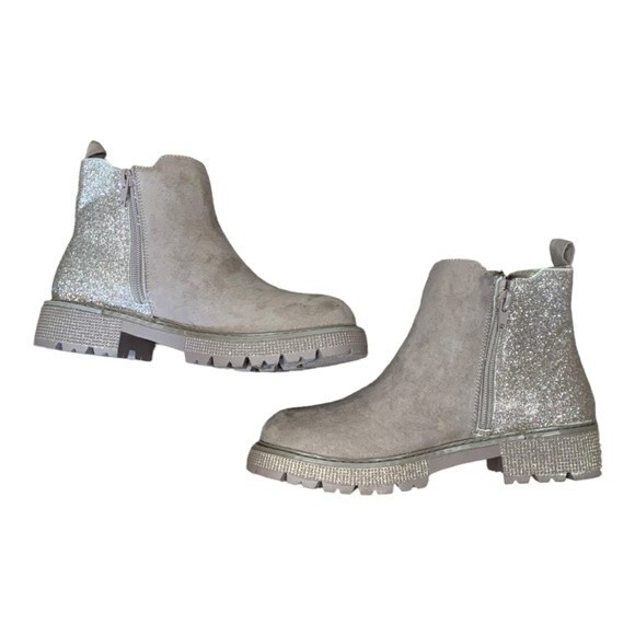 NWOT STEVE MADDEN | Girls Jhowl Boot Shimmer Tan Purple Tan Winter Boot 3 - Picture 7 of 10